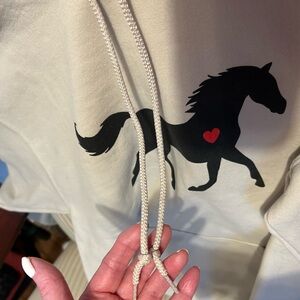 Gildan Cream Sweatshirt with Black Horse Design